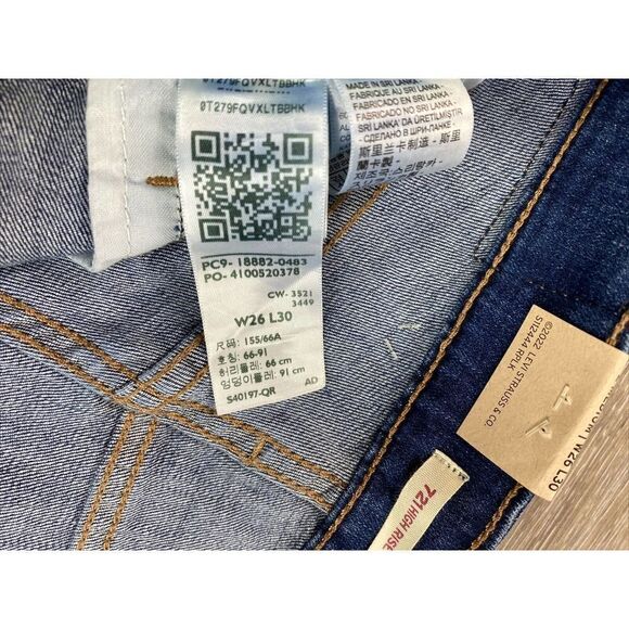 NWT Levi's 721 Womens 26 -High Rise Skinny Jeans Blue Denim Pants NEW‎ WITH TAGS - Picture 2 of 13
